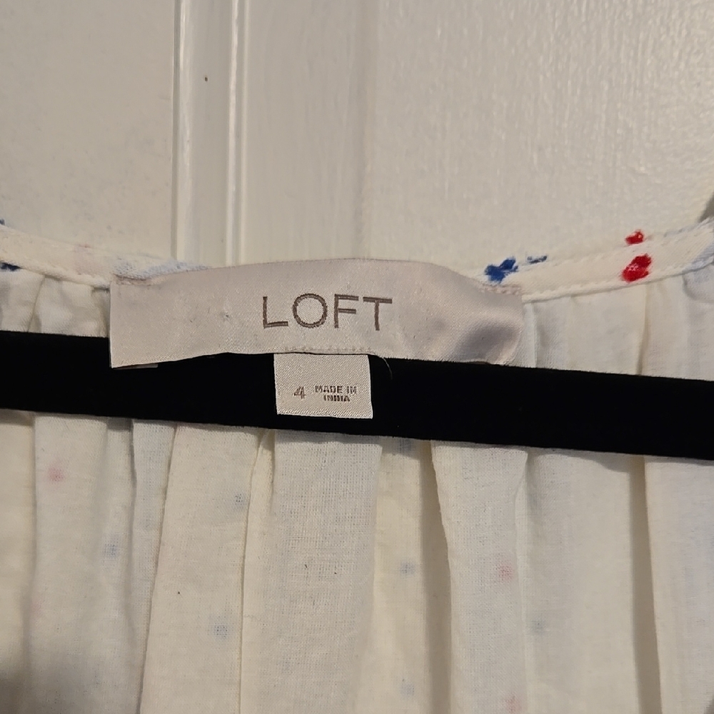 LOFT Sundress Red, White, and Blue Size 4 100% Cotton - Picture 2 of 10